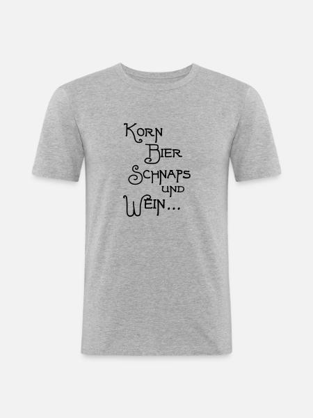 Korn Bier Schnaps - Männer Slim Fit T-Shirt - Grau meliert