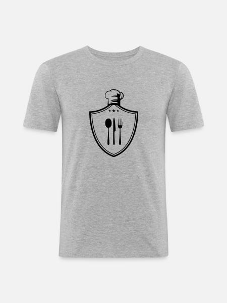 koch symbol wappen - Männer Slim Fit T-Shirt - Grau meliert
