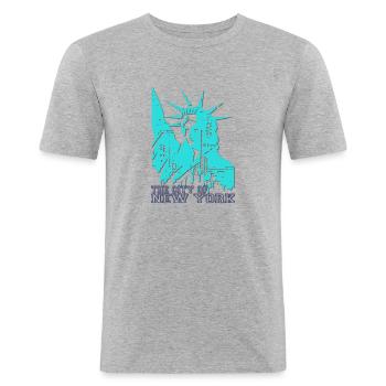 La ville de New York - T-shirt près du corps Homme - gris chiné - Devant - Nik (191cm)