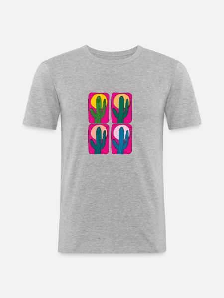 Cactus Mexico 4ply - Men's Slim Fit T-Shirt - heather grey