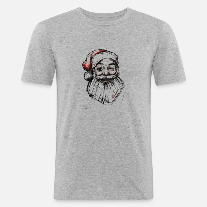 Weihnachtsmann - Männer Slim Fit T-Shirt - Grau meliert