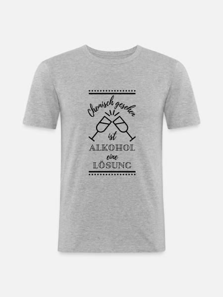 Alkohol Spruch - Männer Slim Fit T-Shirt - Grau meliert