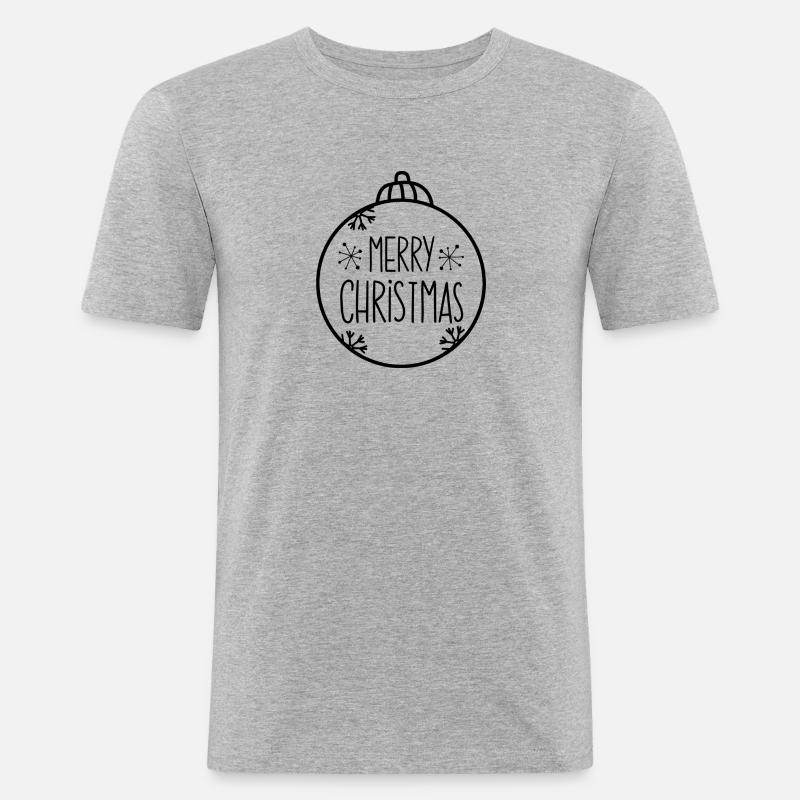Frohe Weihnachten Weihnachtskugel - Männer Slim Fit T-Shirt - Grau meliert