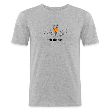 Oh Thanks - Men's Slim Fit T-Shirt - heather grey - Front - Nik (191cm)