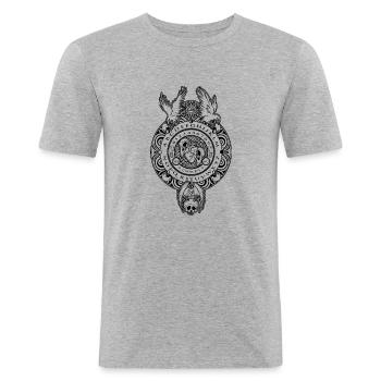 Spirit Board & Planchette Halloween Krähe - Männer Slim Fit T-Shirt - Grau meliert - Vorne - Nik (191cm)