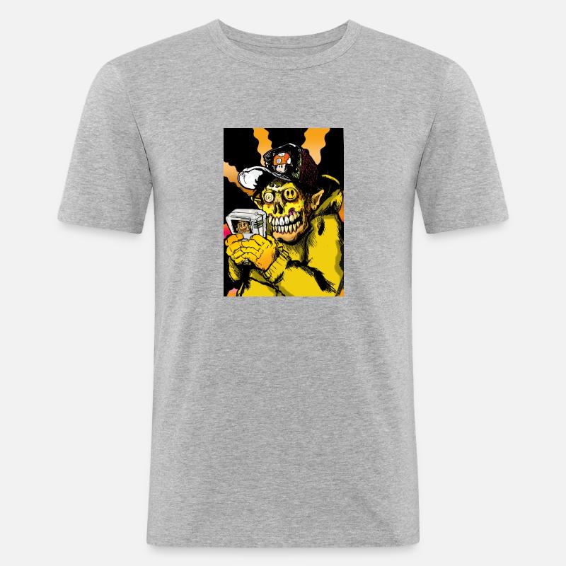 Knochekopp - Männer Slim Fit T-Shirt - Grau meliert