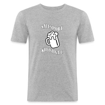 Kreisliga - Männer Slim Fit T-Shirt - Grau meliert - Vorne - Nik (191cm)