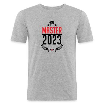 Abschluss 2023 - Master 2023 Studium Student Uni - Männer Slim Fit T-Shirt - Grau meliert - Vorne - Nik (191cm)