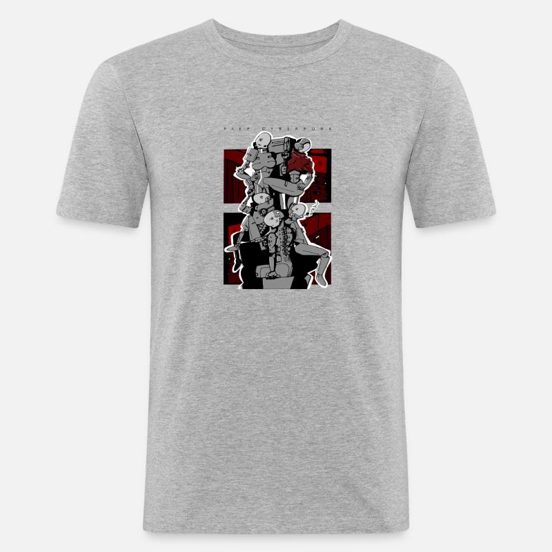 Säule oder Piep - Männer Slim Fit T-Shirt - Grau meliert