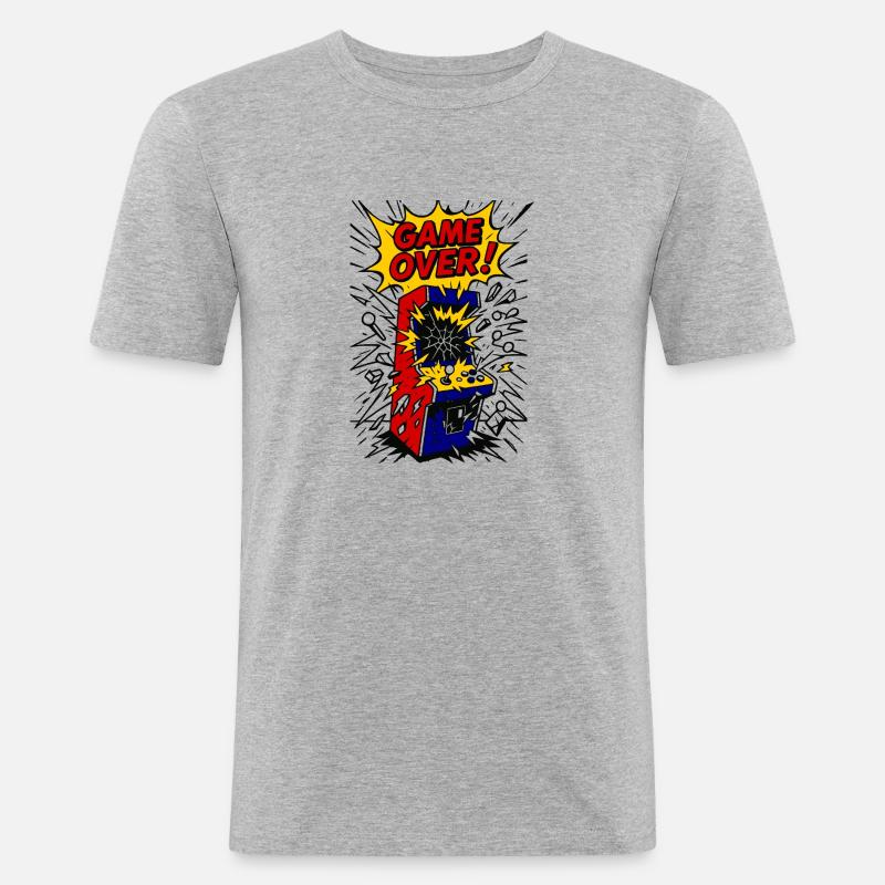 Game Over, exploding Arcade - Men's Slim Fit T-Shirt - heather grey