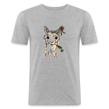 Alpaka - Männer Slim Fit T-Shirt - Grau meliert - Vorne - Nik (191cm)