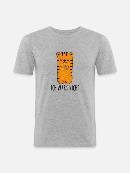Ich wars nicht -Tiger - Männer Slim Fit T-Shirt - Grau meliert