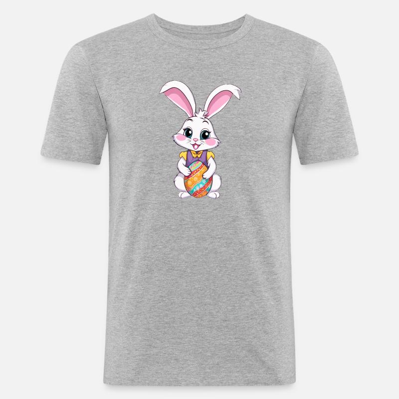 Easter bunny with Easter eggs - Men's Slim Fit T-Shirt - heather grey