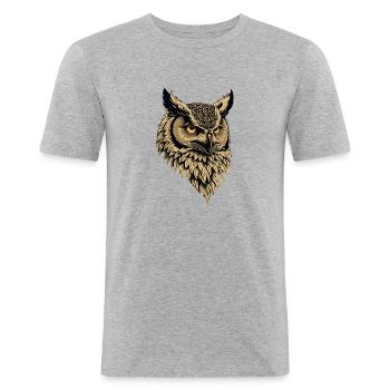 Uhu - Männer Slim Fit T-Shirt - Grau meliert - Vorne - Nik (191cm)