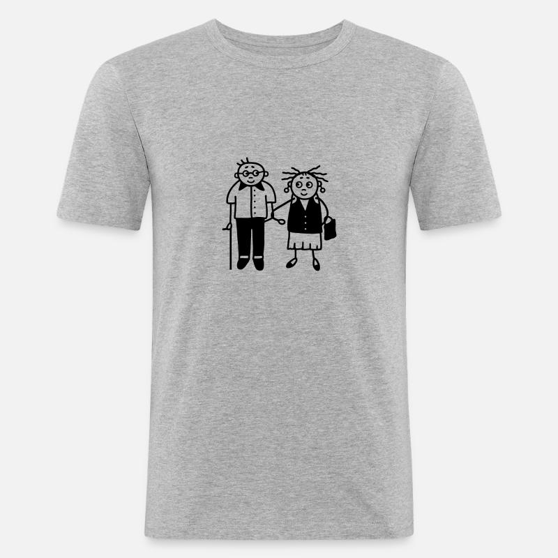 Oma & Opa - Ehepaar - Rentner - Männer Slim Fit T-Shirt - Grau meliert