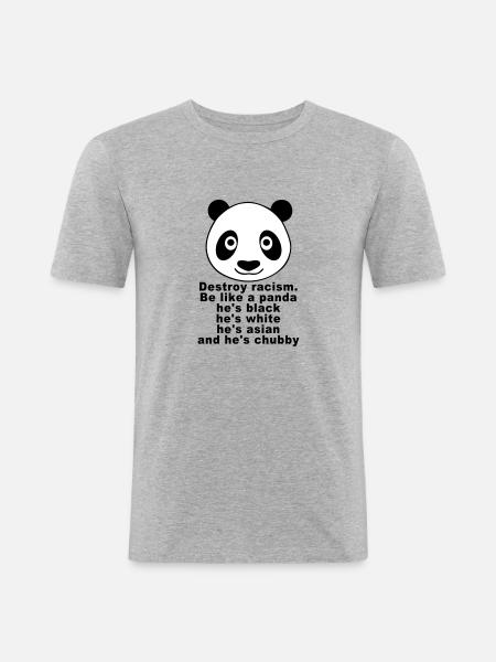 Chubby Panda - Männer Slim Fit T-Shirt - Grau meliert