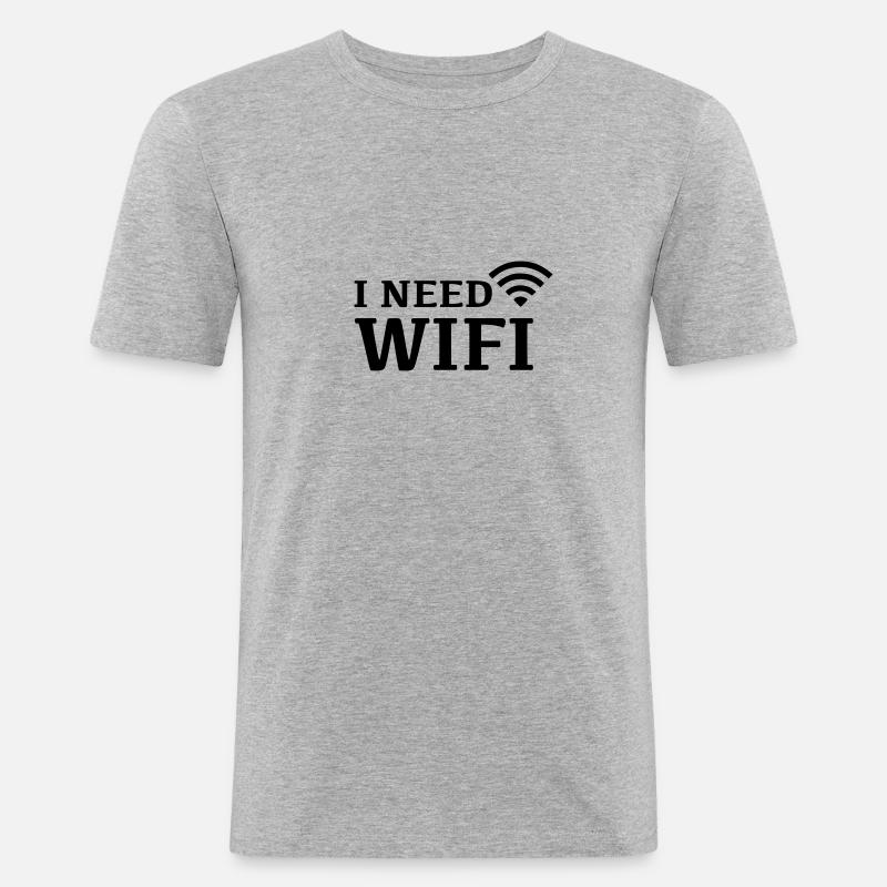 Wifi Internet - Männer Slim Fit T-Shirt - Grau meliert