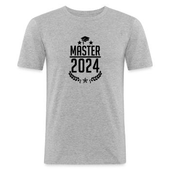 Abschluss 2023 - Master 2023 Studium Student Uni - Männer Slim Fit T-Shirt - Grau meliert - Vorne - Nik (191cm)