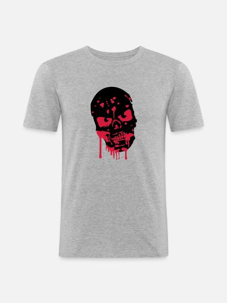 Skull Head skull blood zombie - Men's Slim Fit T-Shirt - heather grey