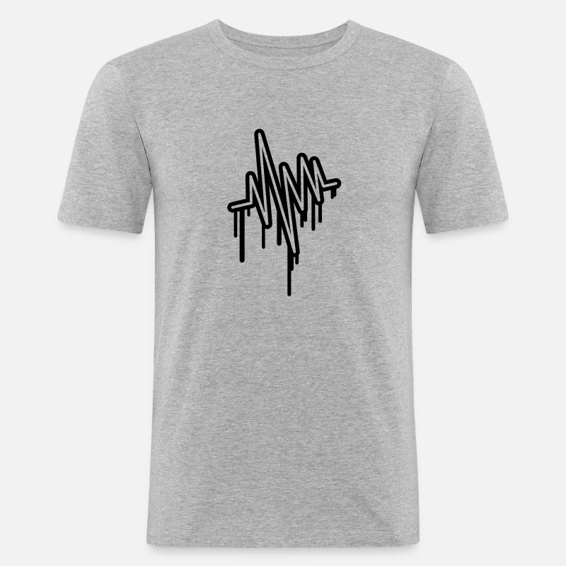 wave_pulse_grunge_u1 - Männer Slim Fit T-Shirt - Grau meliert
