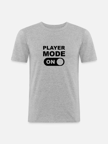 Player Mode ON - Männer Slim Fit T-Shirt - Grau meliert