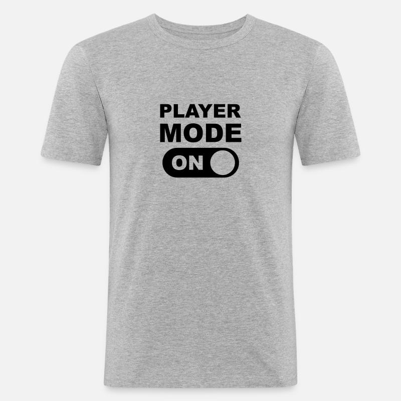 Player Mode ON - Männer Slim Fit T-Shirt - Grau meliert