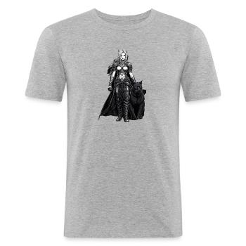 Panthère elfe noire - T-shirt près du corps Homme - gris chiné - Devant - Nik (191cm)