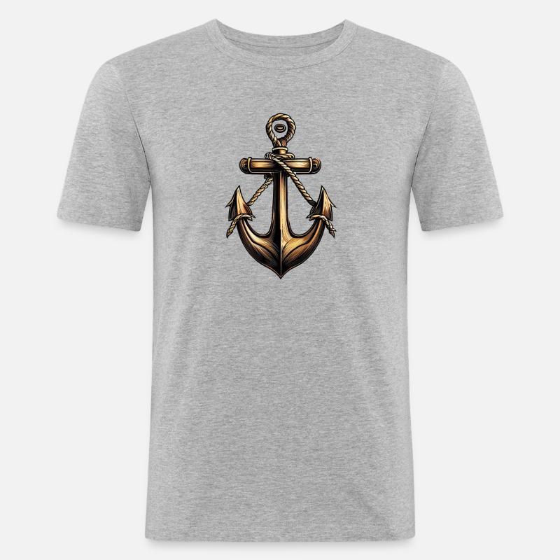 Bronze Anker Motorbootfahrer Segelbootfahrer - Männer Slim Fit T-Shirt - Grau meliert