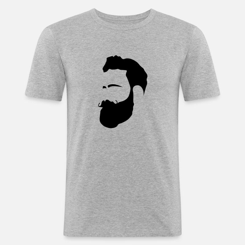 Mann mit Bart - Männer Slim Fit T-Shirt - Grau meliert