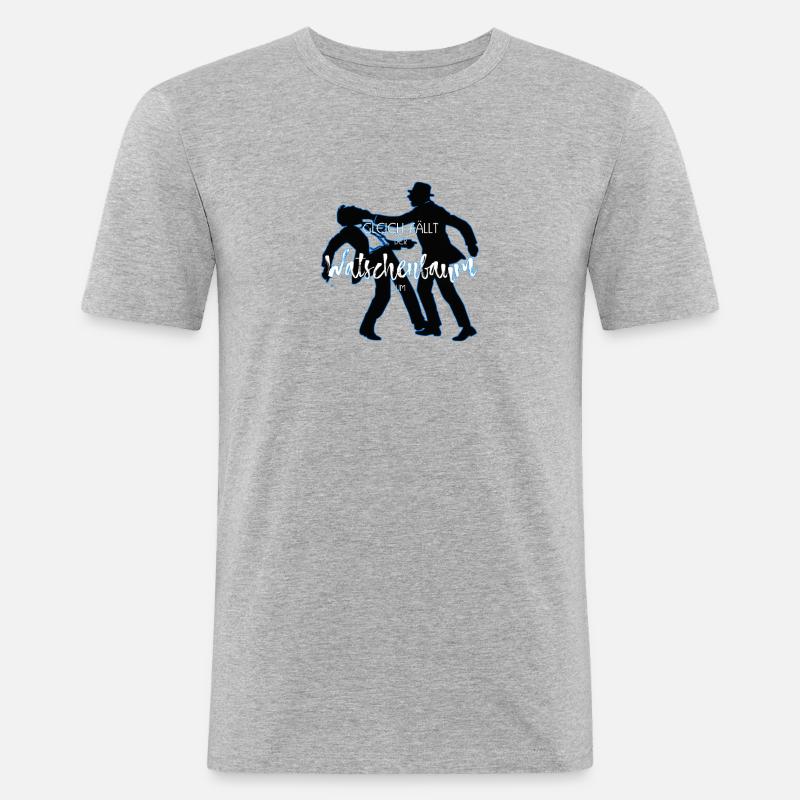 Watschenbaum dunkel - Männer Slim Fit T-Shirt - Grau meliert