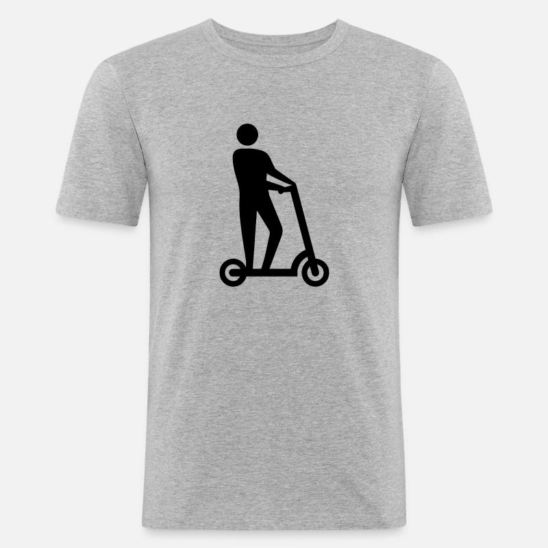 E-Scooter E-Roller Scooter - Männer Slim Fit T-Shirt - Grau meliert