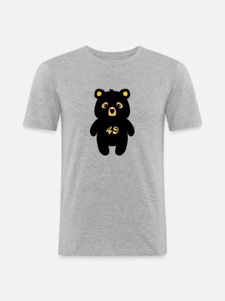 Studio 49 Schwarz-Gelber Bär - Männer Slim Fit T-Shirt - Grau meliert