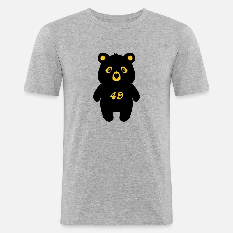 Studio 49 Schwarz-Gelber Bär - Männer Slim Fit T-Shirt - Grau meliert