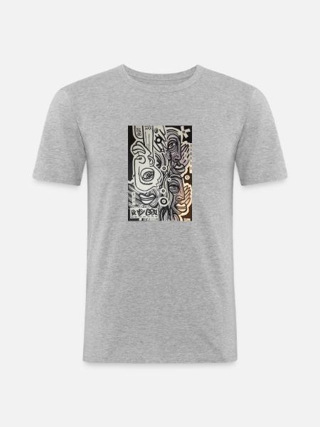 black and white 1 - Männer Slim Fit T-Shirt - Grau meliert