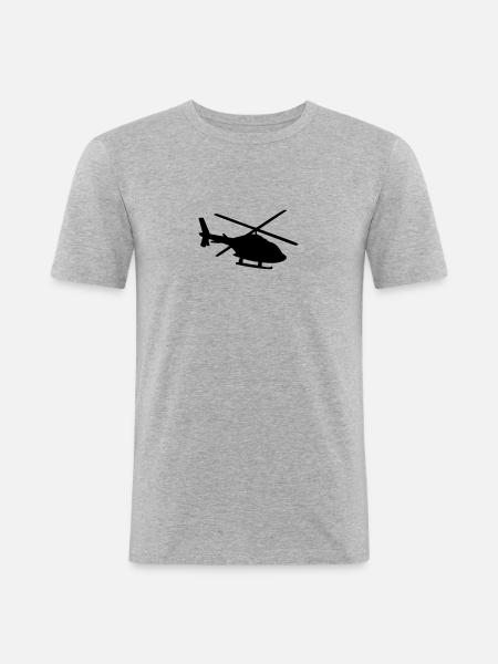 Helicopter shadow silhouette - Men's Slim Fit T-Shirt - heather grey