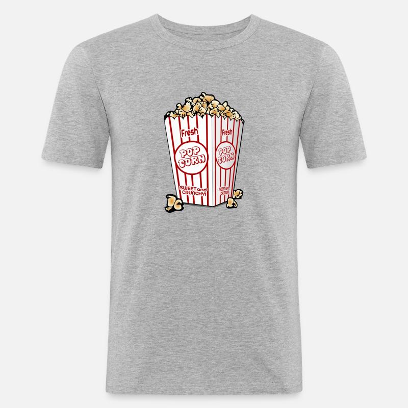Popcorn. Geschenkidee - Männer Slim Fit T-Shirt - Grau meliert