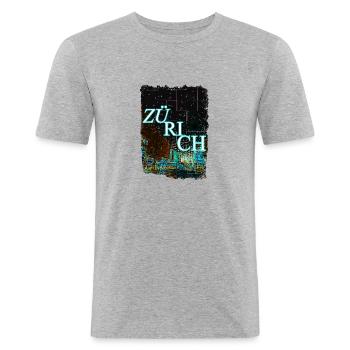 Kanton Zürich Schweiz zu Weihnachten - Männer Slim Fit T-Shirt - Grau meliert - Vorne - Nik (191cm)