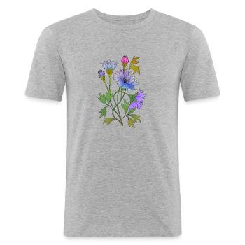Blumen - Männer Slim Fit T-Shirt - Grau meliert - Vorne - Nik (191cm)