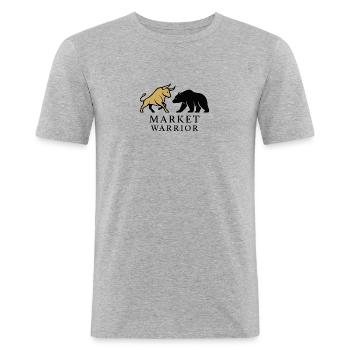 Market Warrior – Bull vs. Bear - Men's Slim Fit T-Shirt - heather grey - Front - Nik (191cm)
