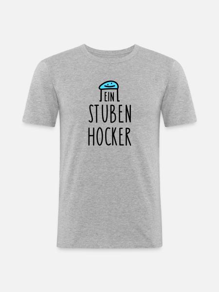 Zuhause Sprüche home office - Männer Slim Fit T-Shirt - Grau meliert