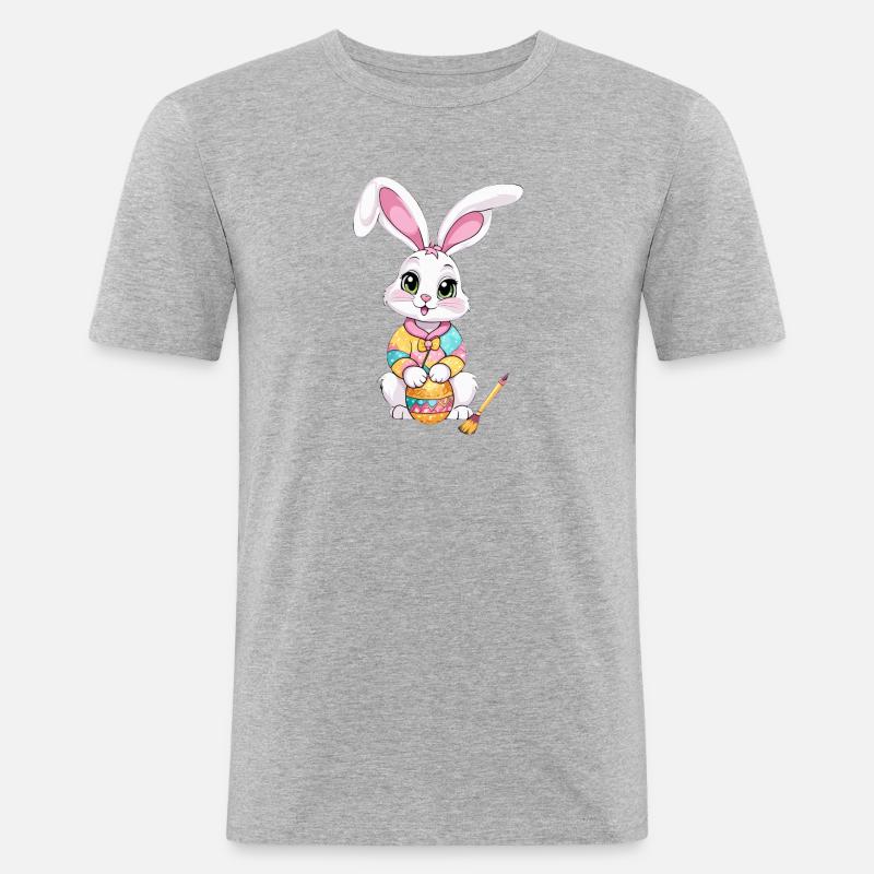 Easter bunny with Easter eggs - Men's Slim Fit T-Shirt - heather grey