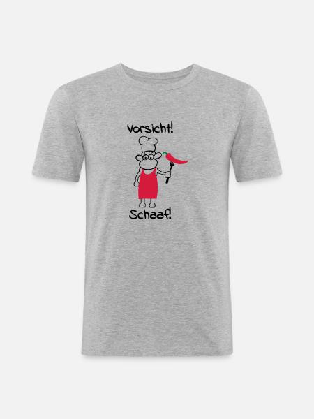 Caution schaaf! - Men's Slim Fit T-Shirt - heather grey