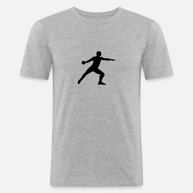 Diskuswerfen - Männer Slim Fit T-Shirt - Grau meliert