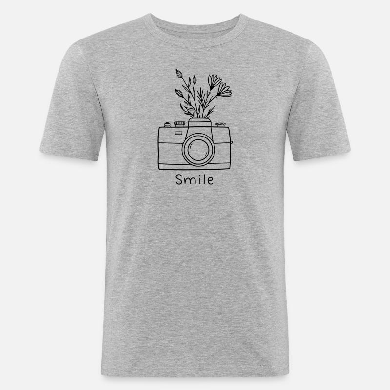 Bitte lächeln - Männer Slim Fit T-Shirt - Grau meliert