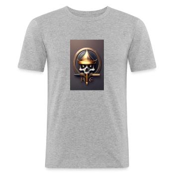 Scharfschütze - Männer Slim Fit T-Shirt - Grau meliert - Vorne - Nik (191cm)