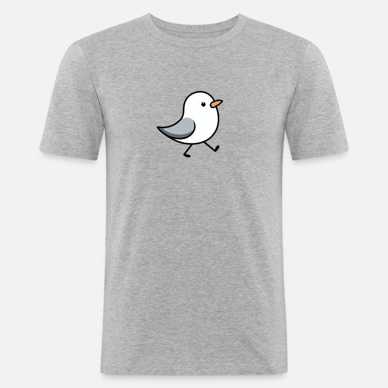 Möwe einfach - Männer Slim Fit T-Shirt - Grau meliert
