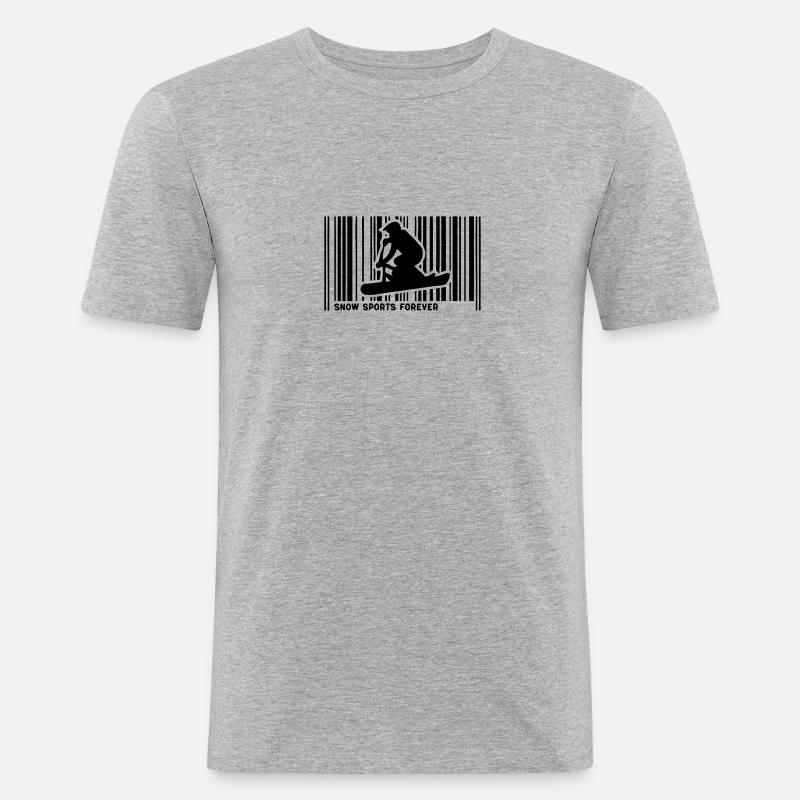 Snowscoot Code barre1 - Männer Slim Fit T-Shirt - Grau meliert