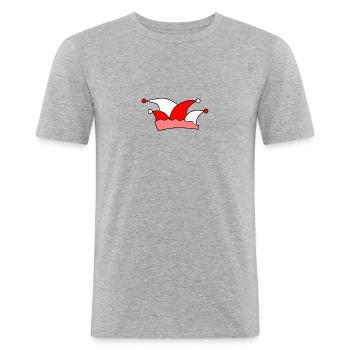 Rot-weiße Narrenkappe - Männer Slim Fit T-Shirt - Grau meliert - Vorne - Nik (191cm)