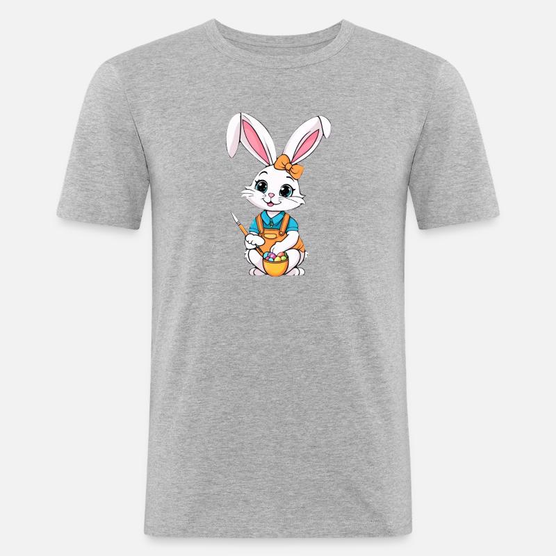 Easter bunny with Easter eggs - Men's Slim Fit T-Shirt - heather grey