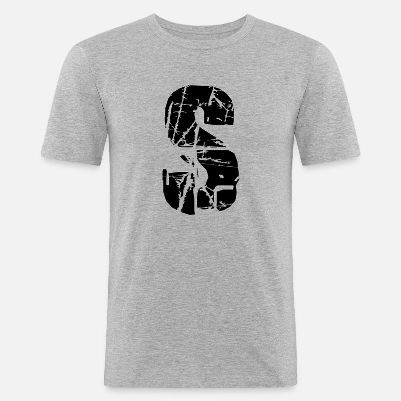 S Buchstabe - Männer Slim Fit T-Shirt - Grau meliert